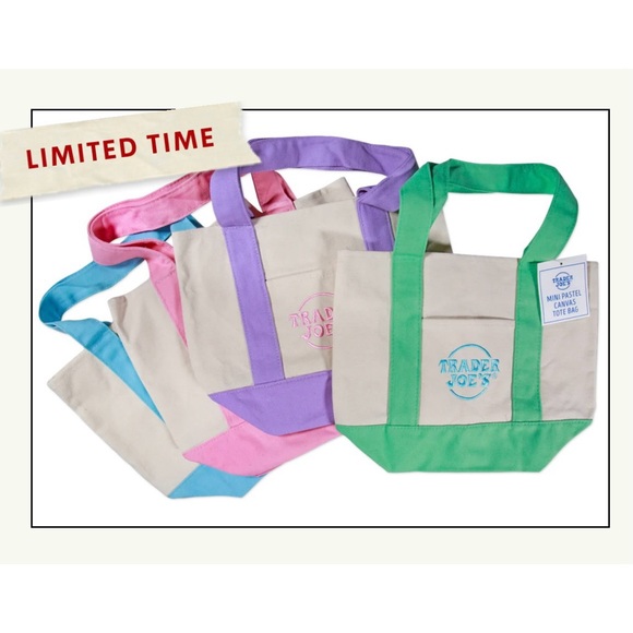 Trader Joe’s Handbags - Trader Joe’s Mini Pastel Canvas Tote Bags in Mint Green